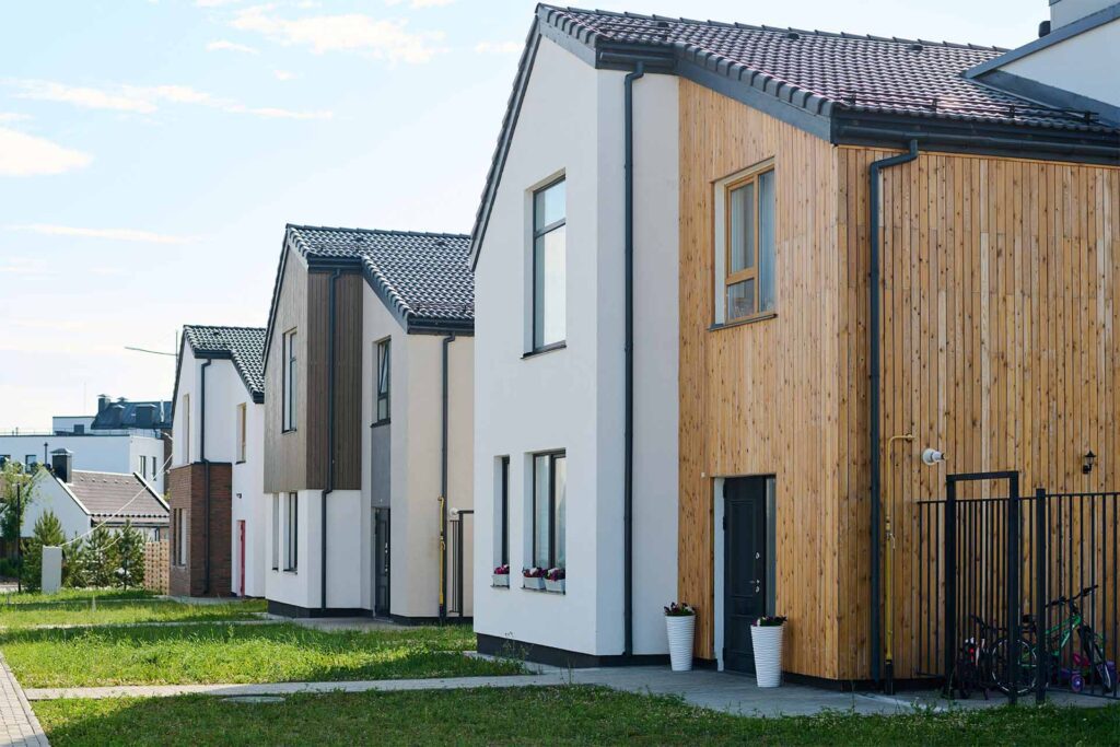 Perspective of row of two-storey homes